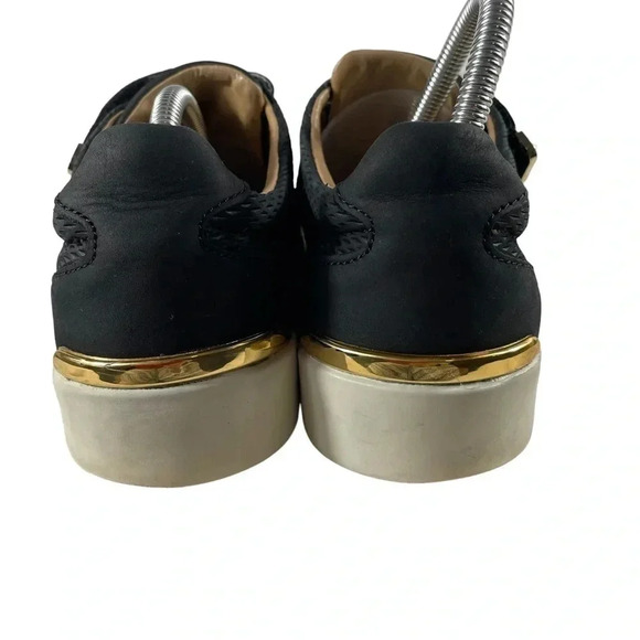 Aldo  Paise Black/White/Gold Leather Velcro Sneakers Size 8.5 - Picture 4 of 11